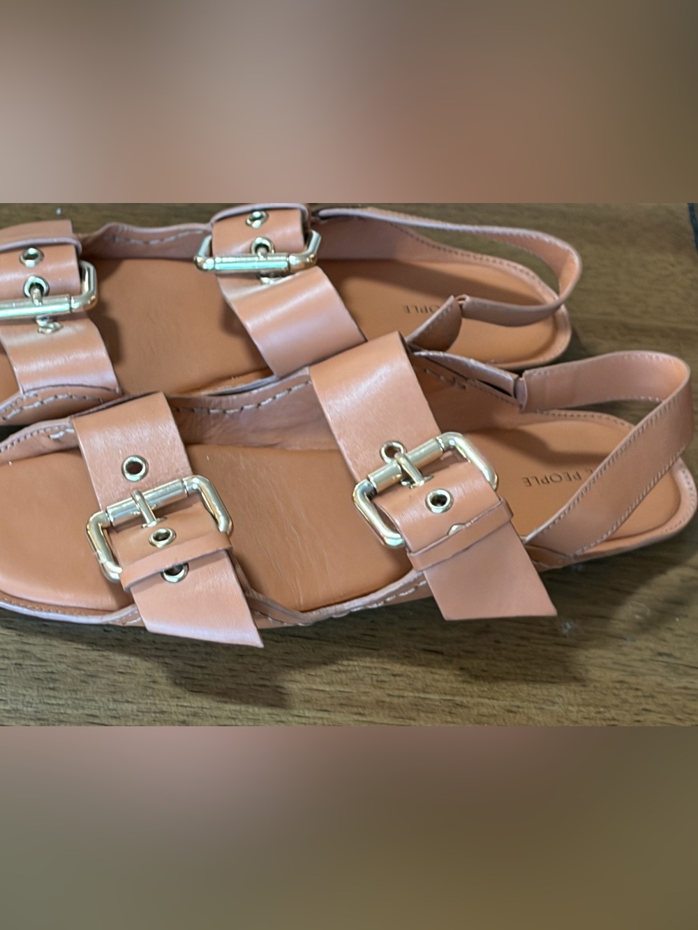 Free People Boho brown leather buckle sandals